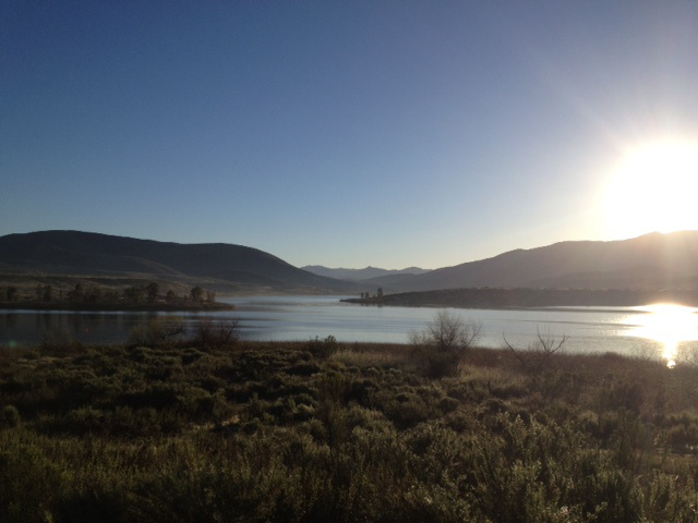 Sun rising over the Otay Reservoir before morning practice.