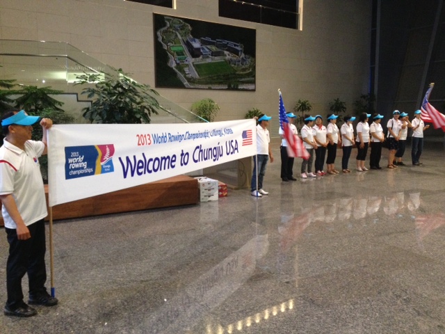 Team USA greeted by local staff at IBK.