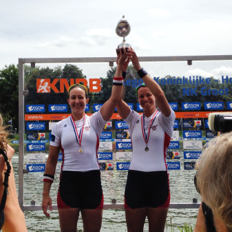 Winners of the Women's Double Sculls at the 2014 Holland Beker Regatta. (Photo credit: Jeremy Ivey)