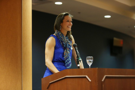 Giving my speech at the 2015 National Girls and Women in Sports Day celebration at the University of Virginia. 