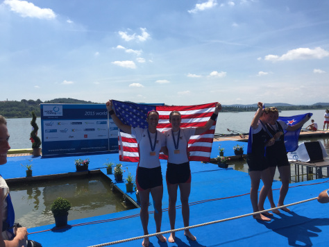 On the medals dock after the Final. Photo credit: Jeremy Ivey